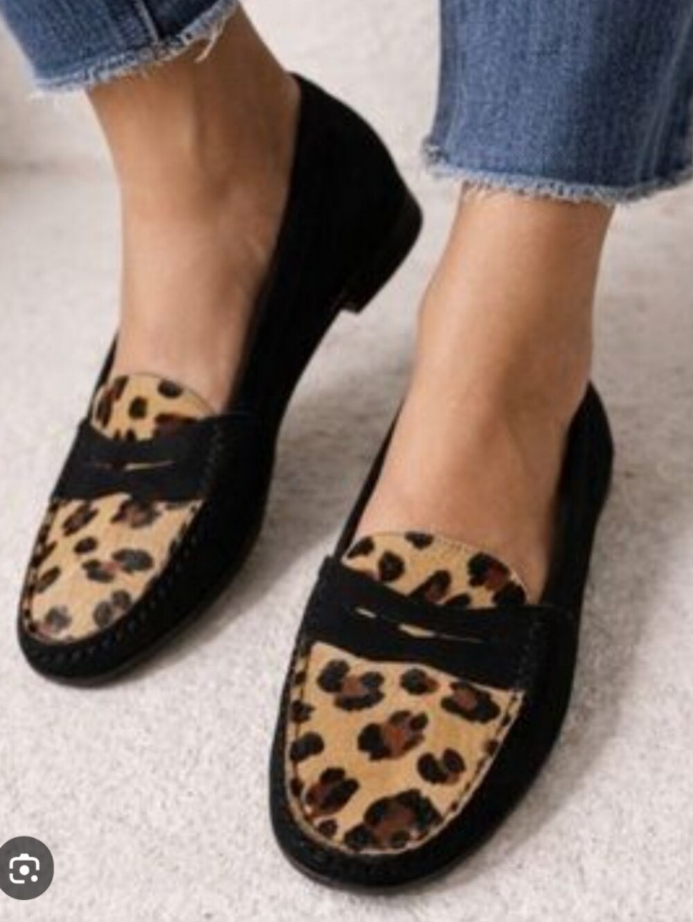 Lauren Ralph Lauren Camila Suede/Calf Hair Leopard Print Penny Loafers 8M NWOT